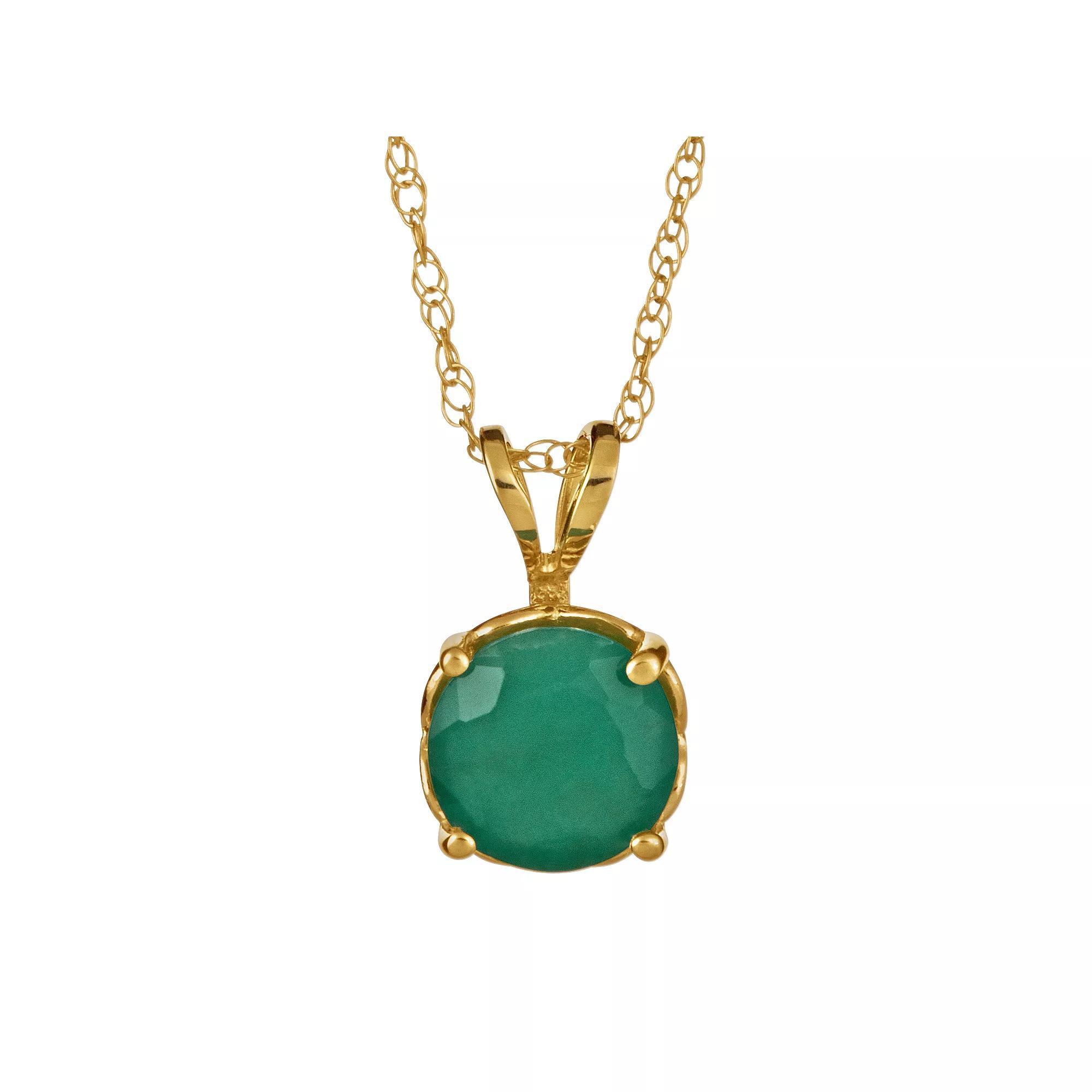 Celebration Gems 14k Gold Emerald Pendant, Women's, Size: 18", Green Product Image