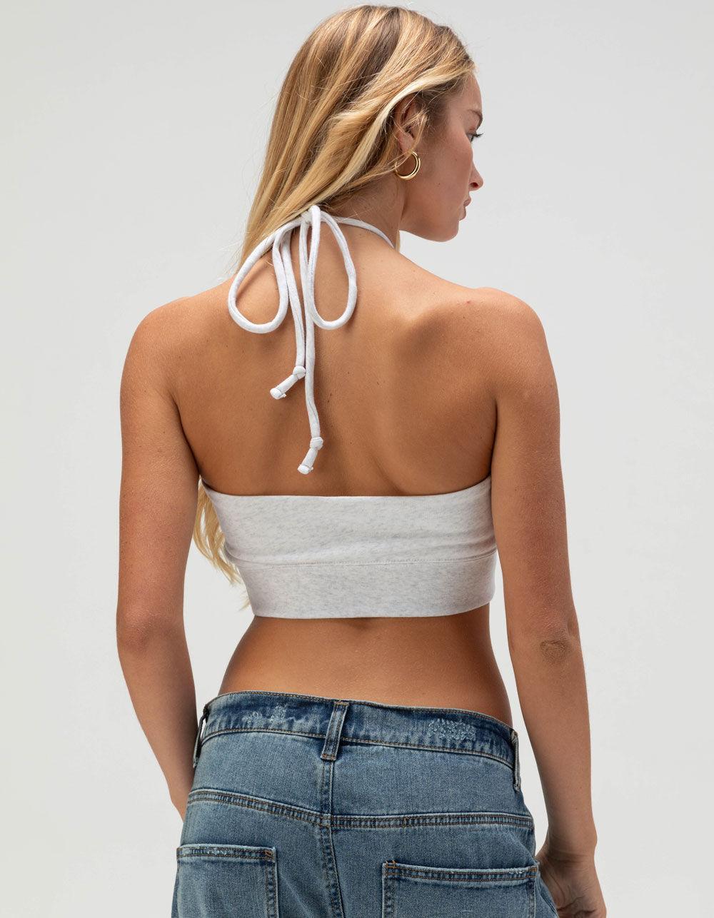 NIKE Sportswear Chill Terry Womens Crop Halter Top - LIGHT GRAY Product Image