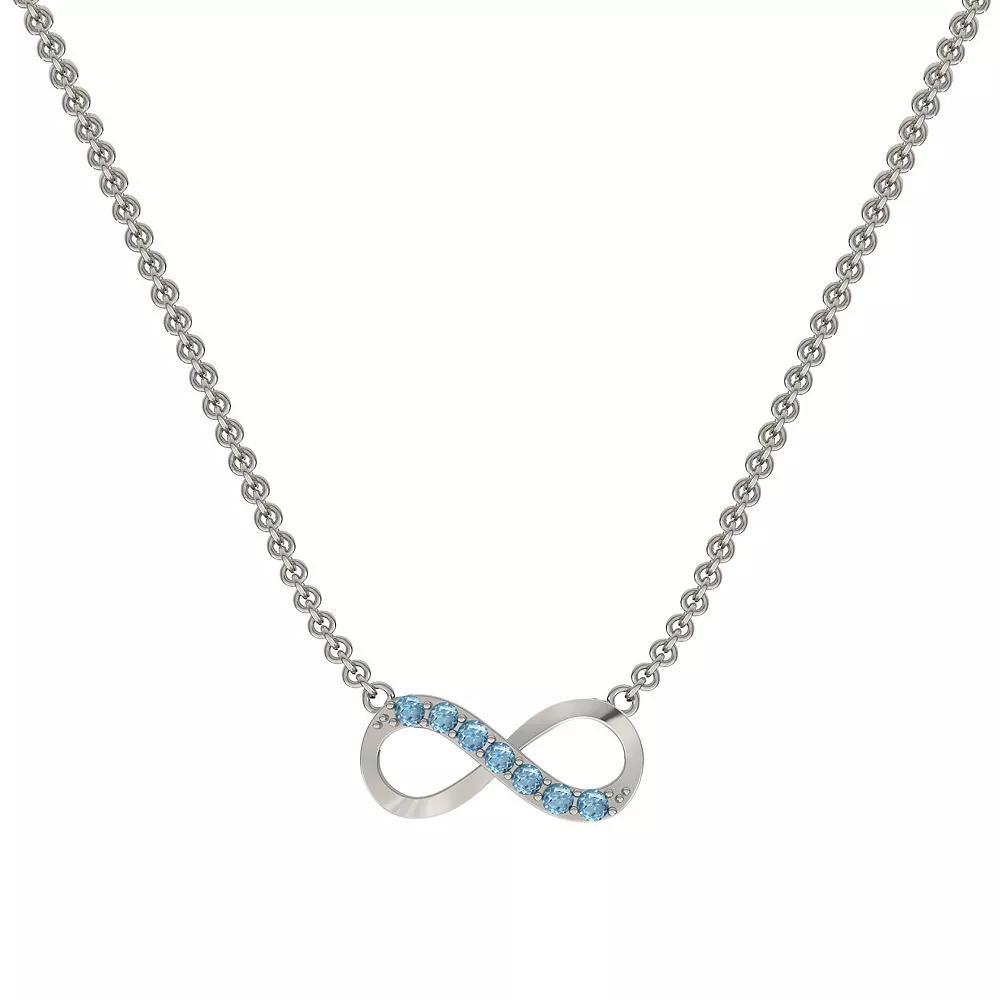 Sterling Silver Blue Topaz Infinity Necklace, Women's, Size: 18" Product Image