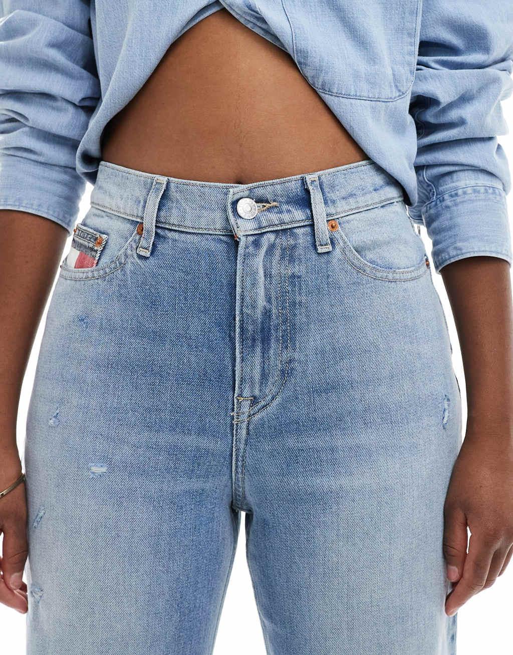 Tommy Jeans Izzie high rise slim straight jeans in light wash Product Image