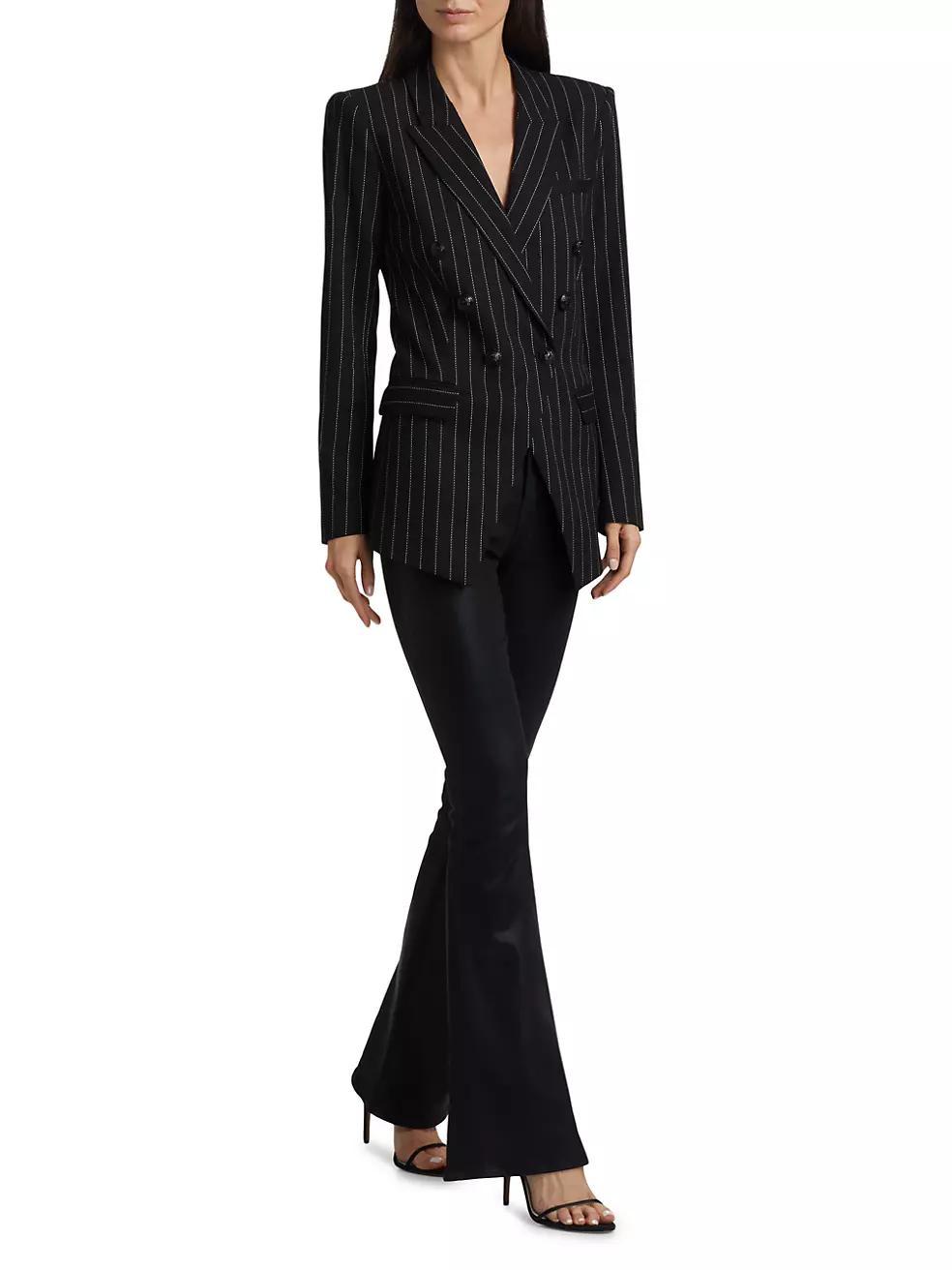 Kendi Pinstriped Double-Breasted Blazer Product Image