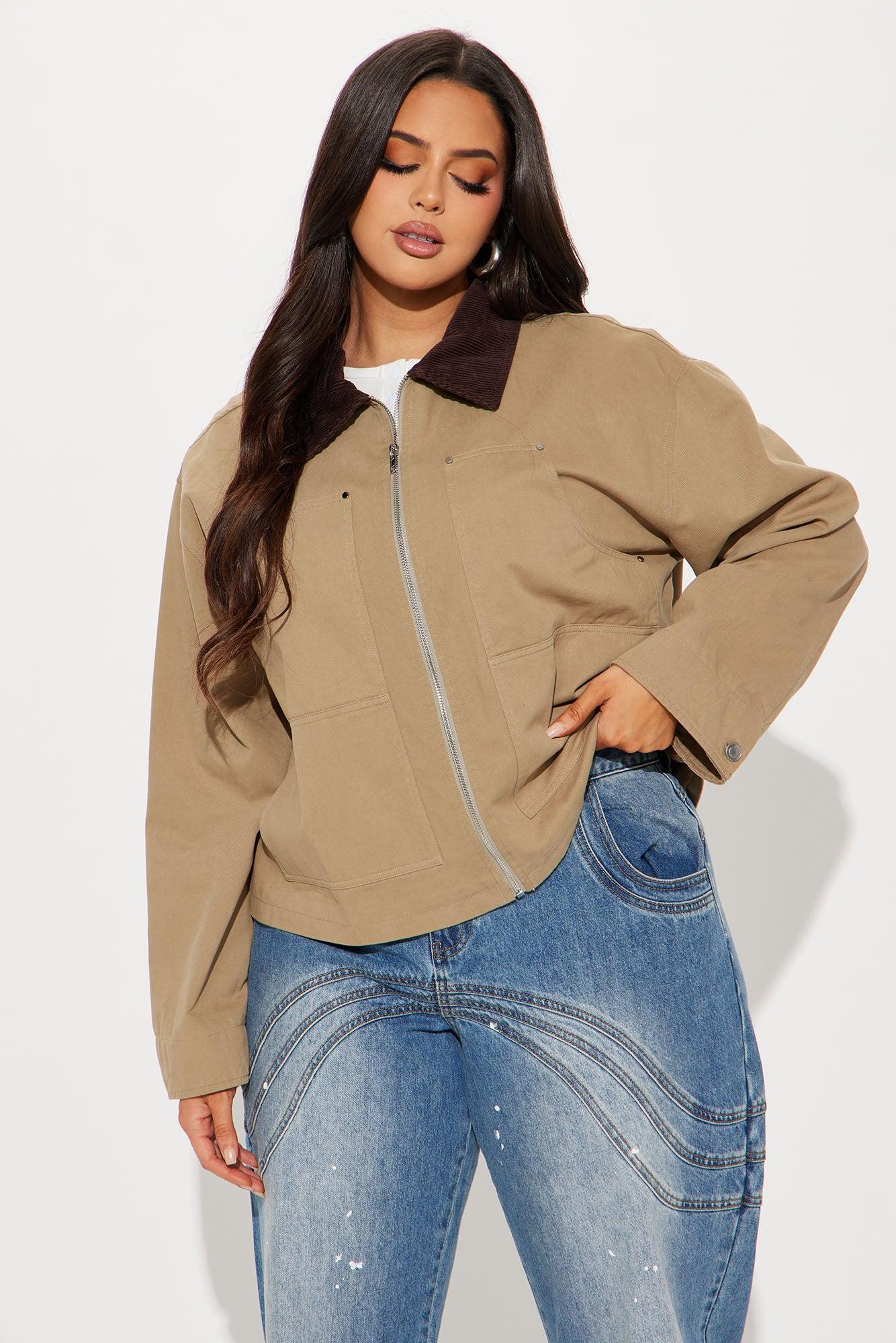 Joelle Barn Jacket - Taupe Product Image