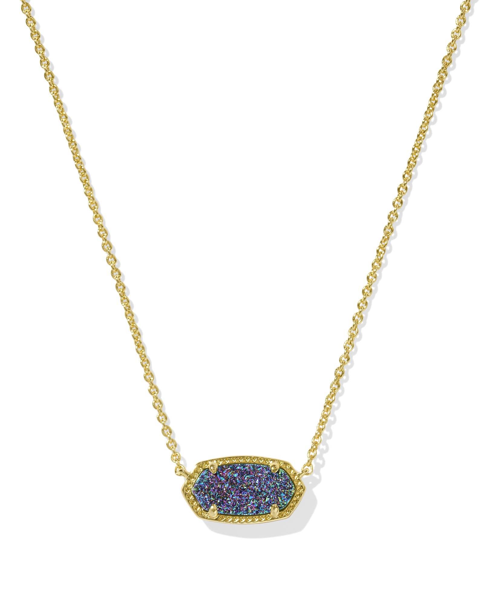 Elisa Gold Short Pendant Necklace in Multi Drusy Product Image