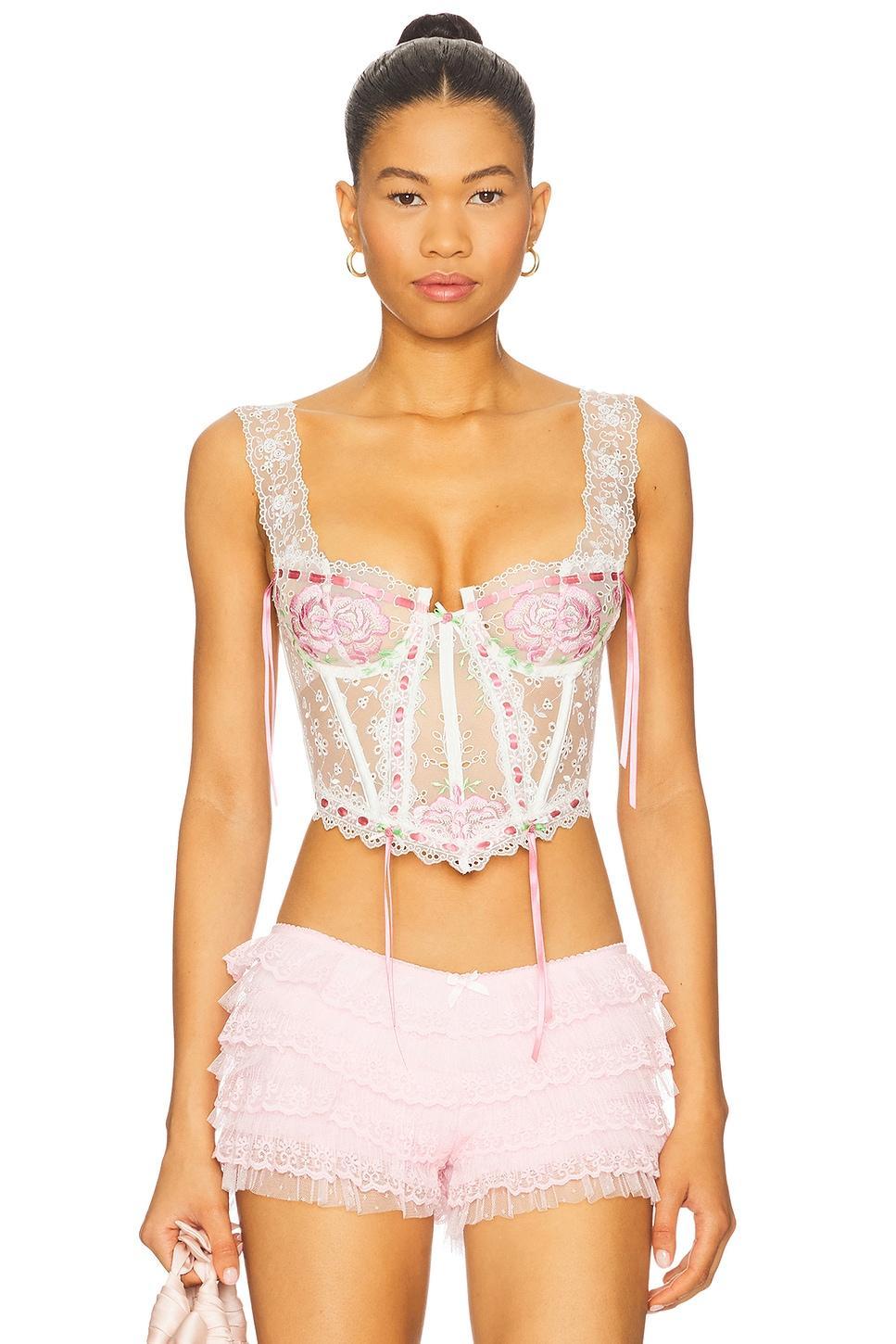 Rose Milk Eyelet Bustier For Love & Lemons Product Image