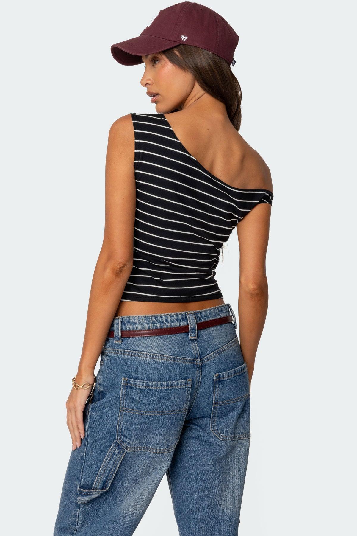 Keryn Striped Asymmetric Top Product Image