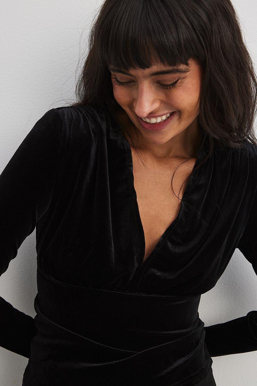 Sharp Shoulder Velvet Top Product Image