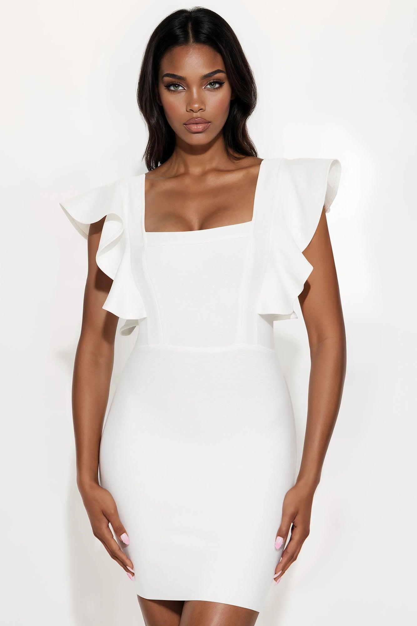 Elyse Bandage Mini Dress - White Product Image