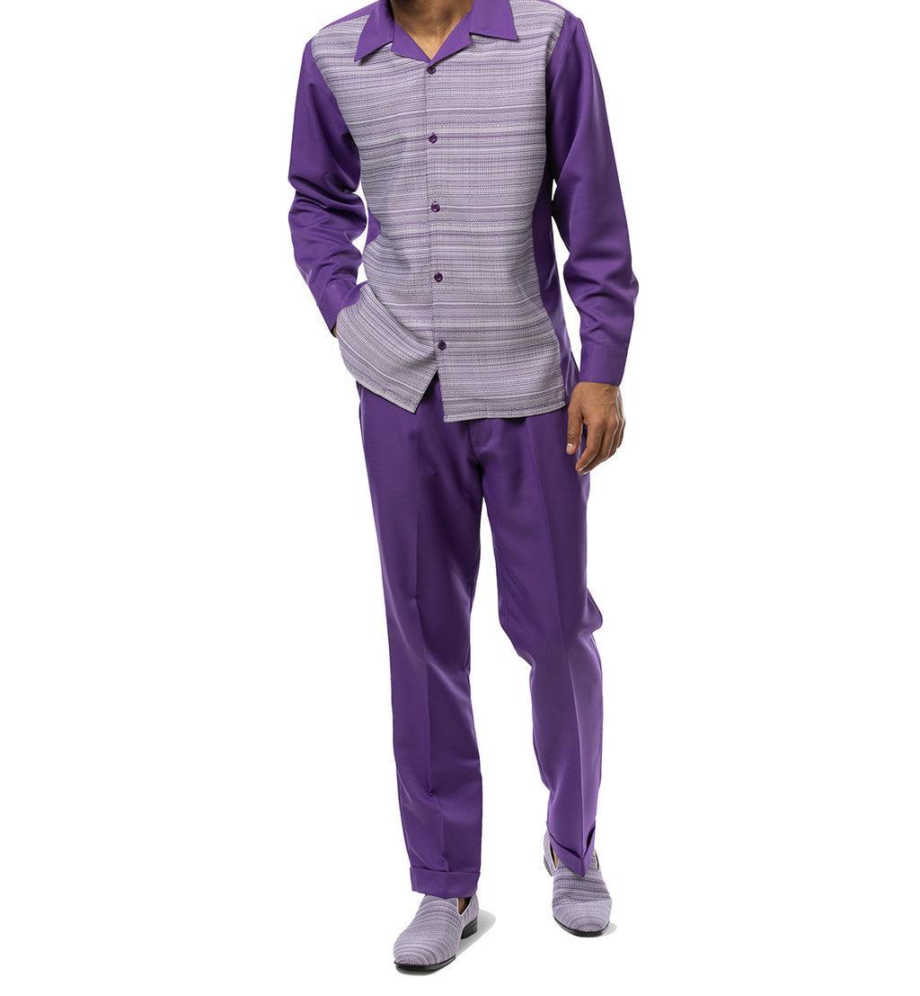 Blackberry Weave Printed 2 Piece Long Sleeve Walking Suit Set Product Image