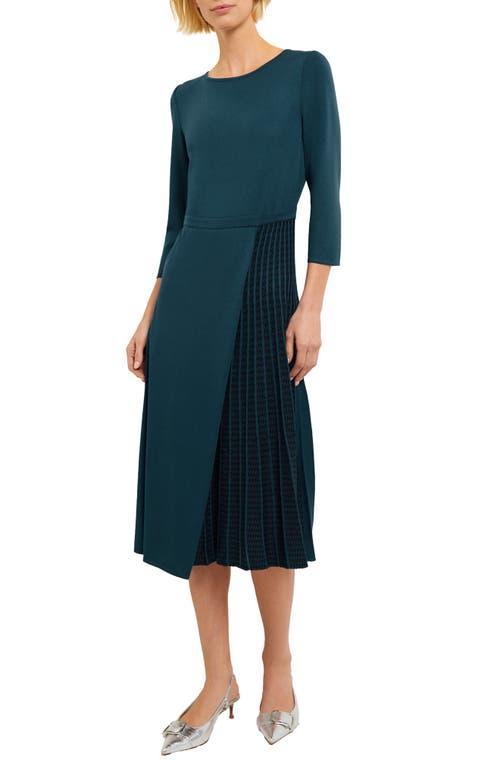 Womens Pleated Soft Knit Heritage-Fit Midi-Dress Product Image
