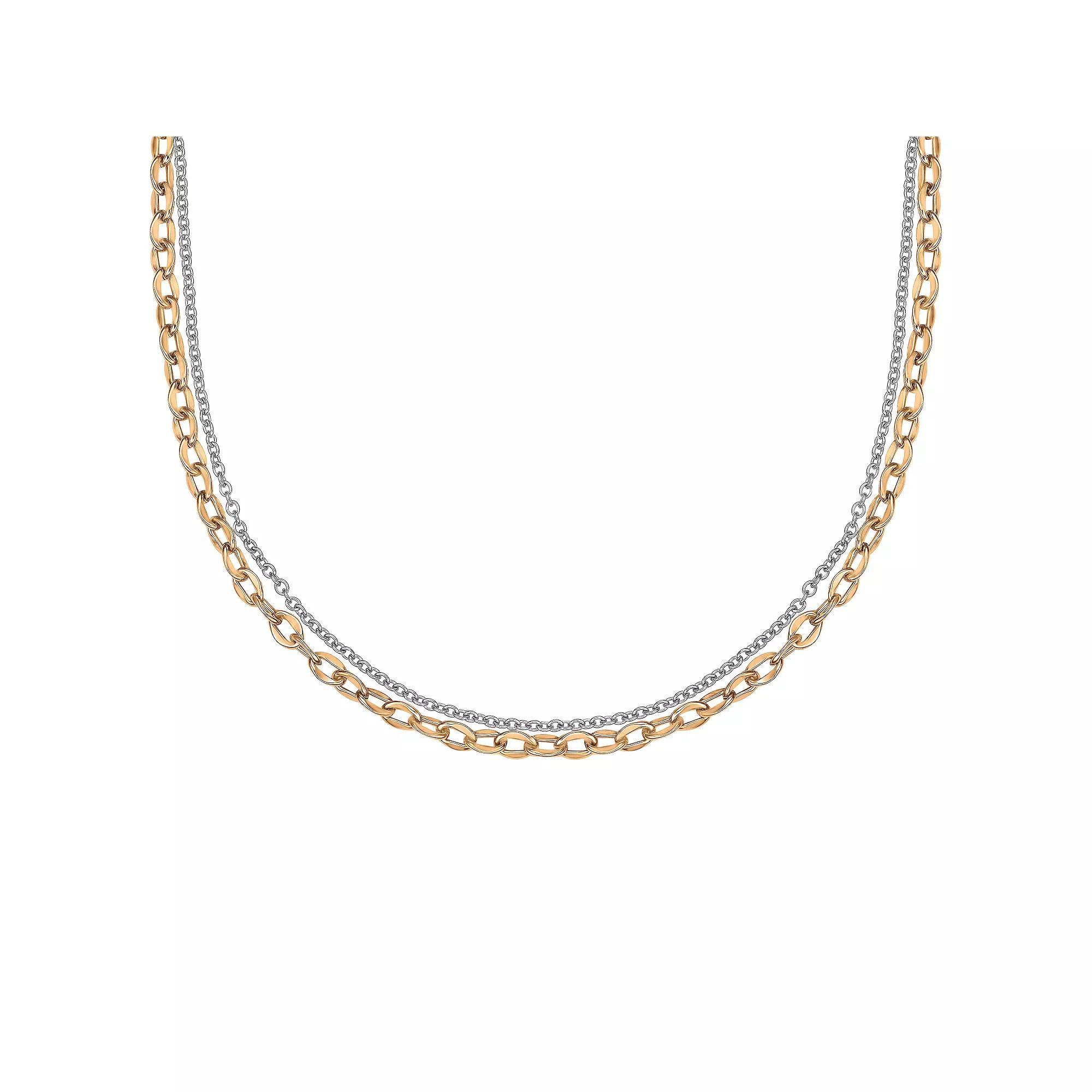 LYNX Stainless Steel Multistrand Layered Chain Necklace, Women's, Size: 22", Gold Tone Product Image