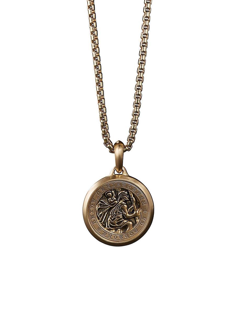 Mens St. Christopher Amulet in 18K Yellow Gold, 34.5mm Product Image