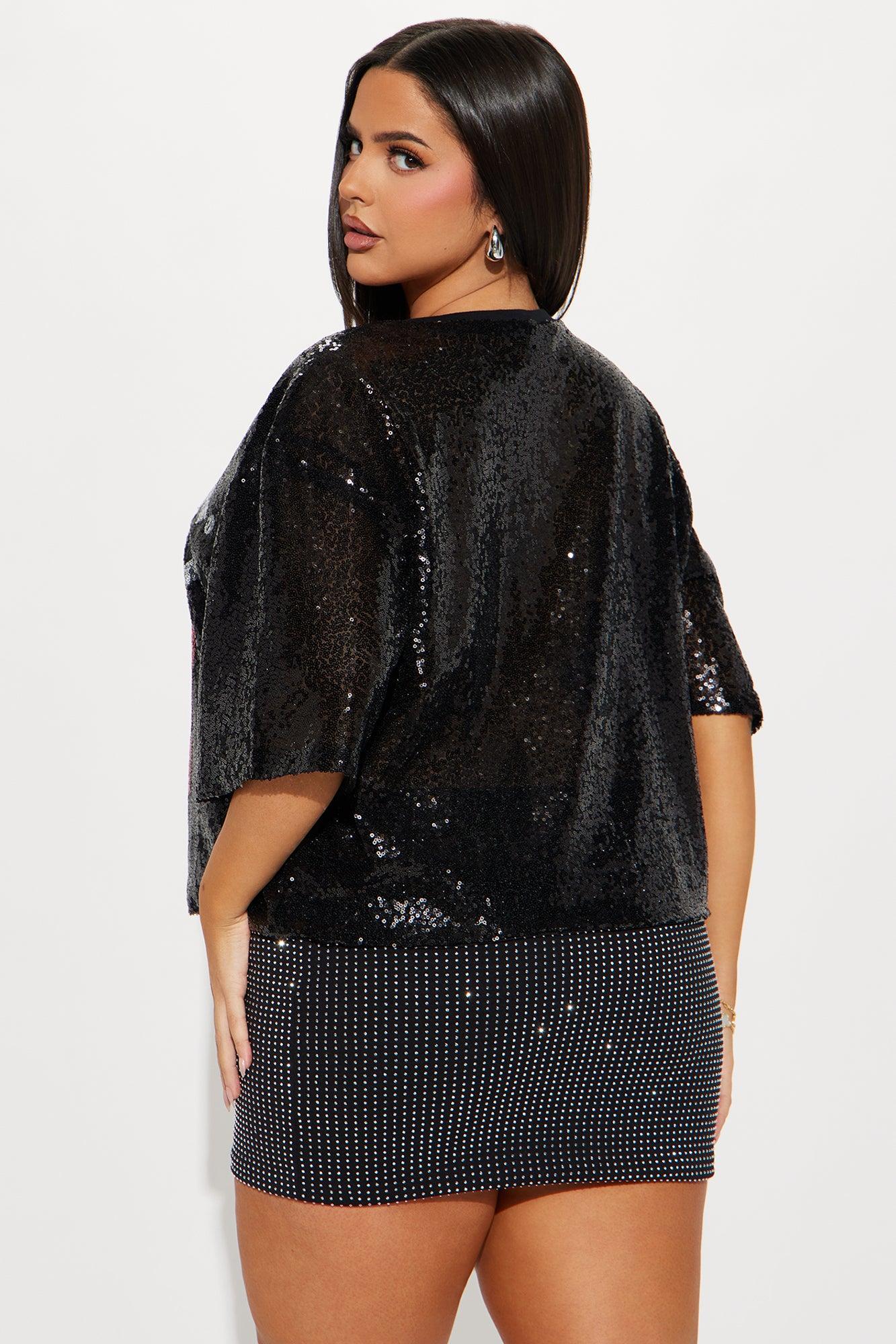 ACDC Electric Sequin Top - Black Product Image