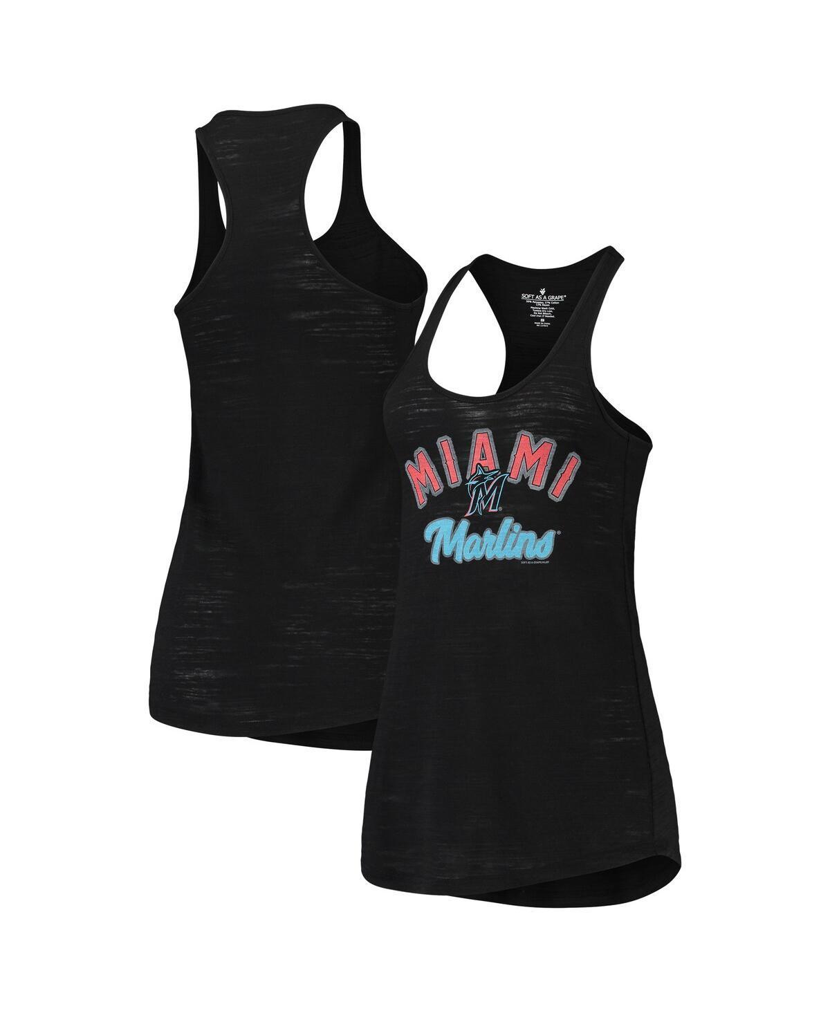 Women's Soft as a Grape Black Miami Marlins Multi-Count Tri-Blend Tank Top, Size: XL Product Image