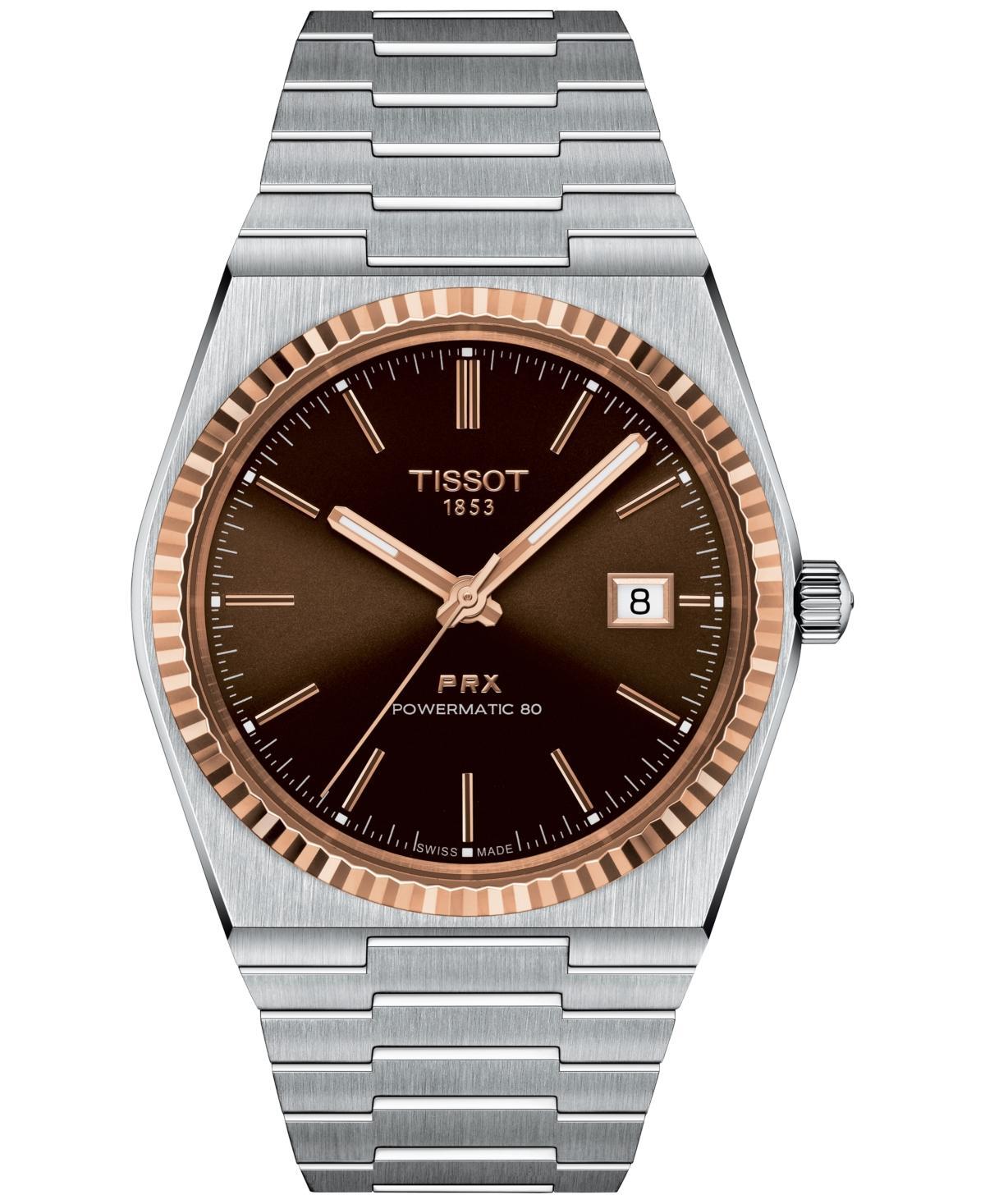 Tissot Mens Prx Automatic Stainless Steel Tonneau Bracelet Watch Product Image