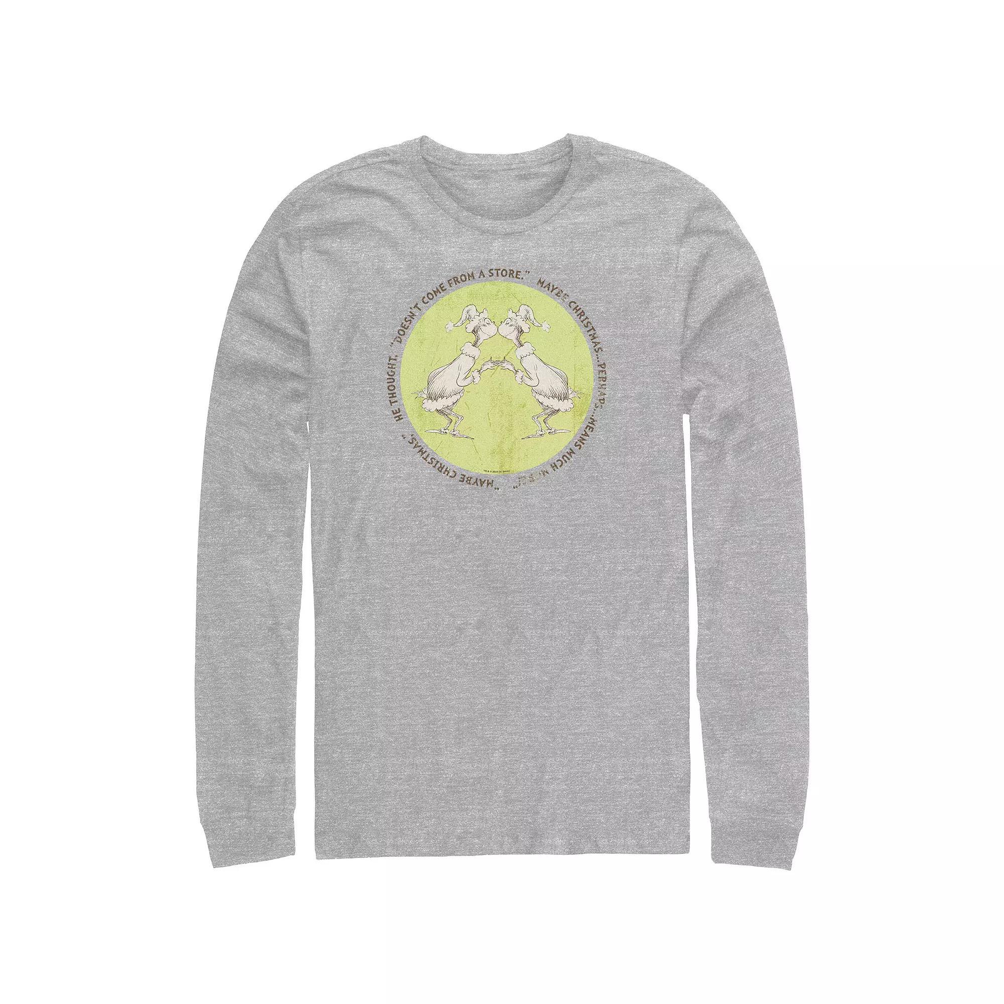 Men's Dr. Seuss Grinch Christmas Perhaps Means Much More Long Sleeve Graphic Tee, Size: 4XL Tall, Athletic Grey Product Image