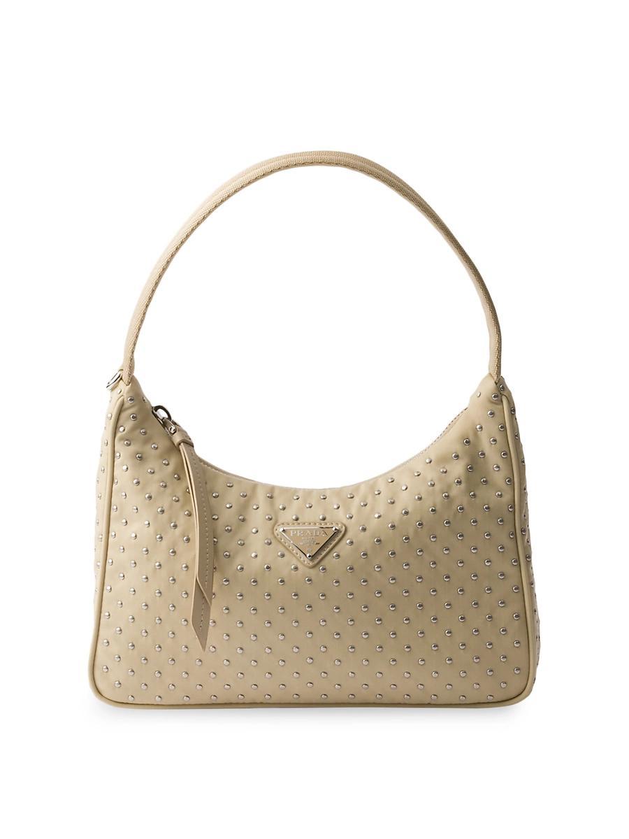 Womens Re-Edition Re-Nylon Mini Hobo Bag with Studs Product Image