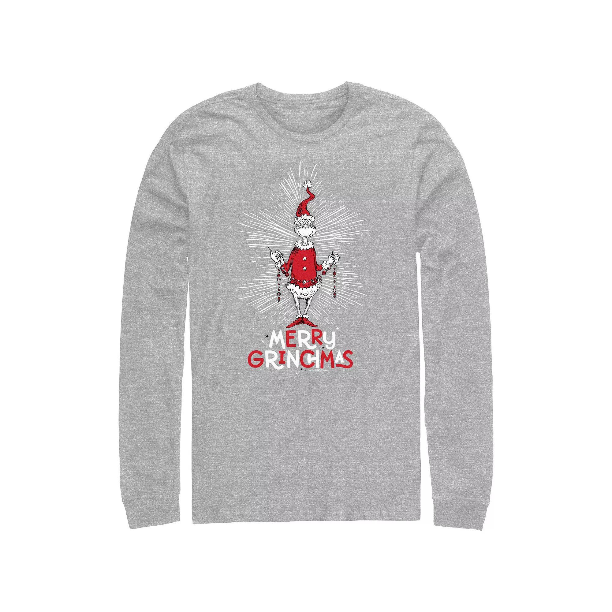 Big & Tall Dr. Seuss Merry Grinchmas Long Sleeve Graphic Tee, Men's, Size: Large, Athletic Grey Product Image