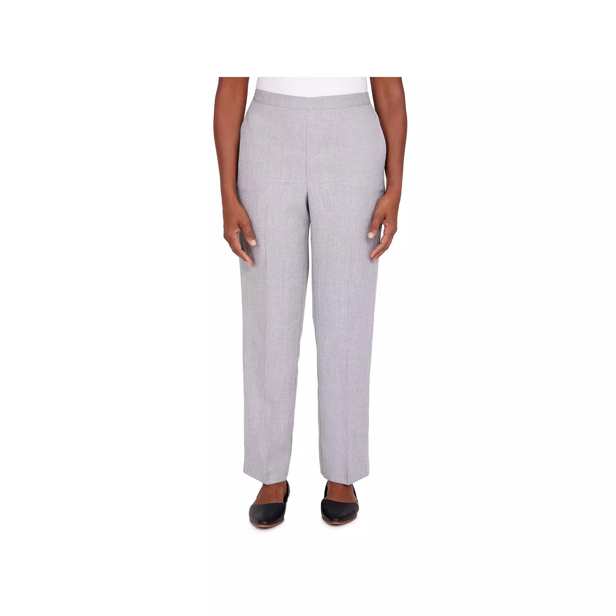 Petite Alfred Dunner Soft Spoken Sateen Straight Leg Pants, Womens White Product Image
