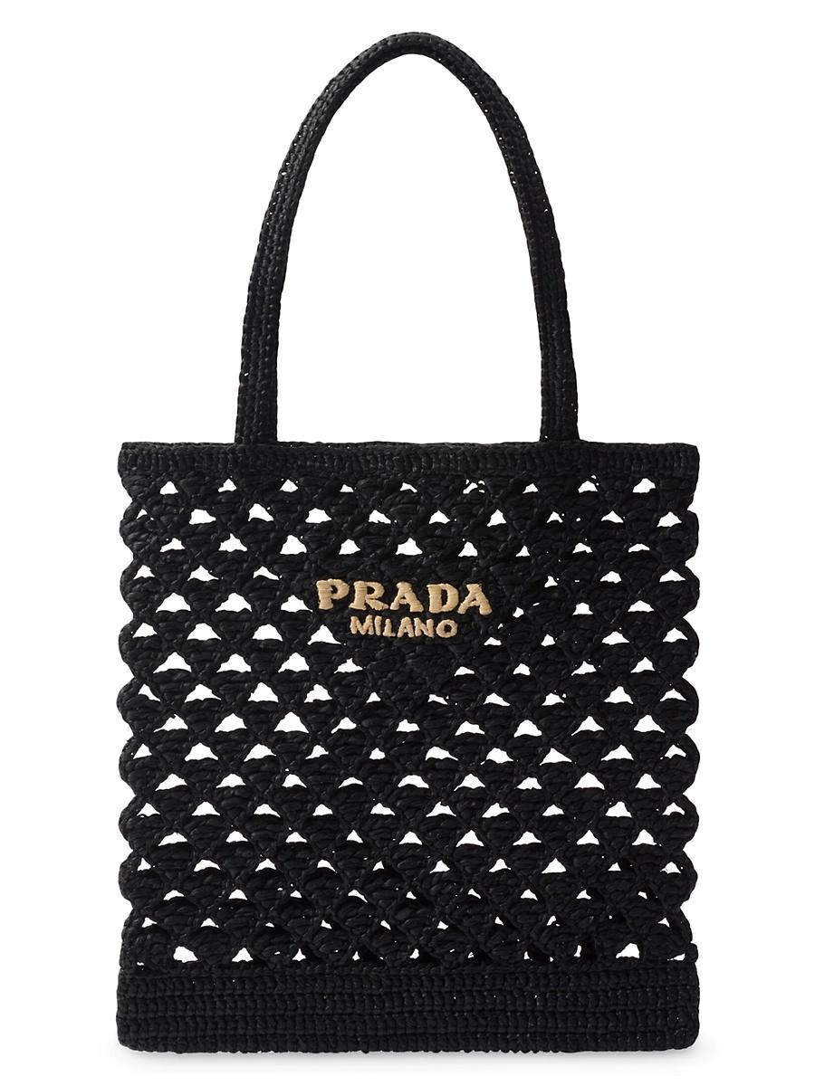 Womens Medium Woven Fabric Crochet Tote Bag Product Image
