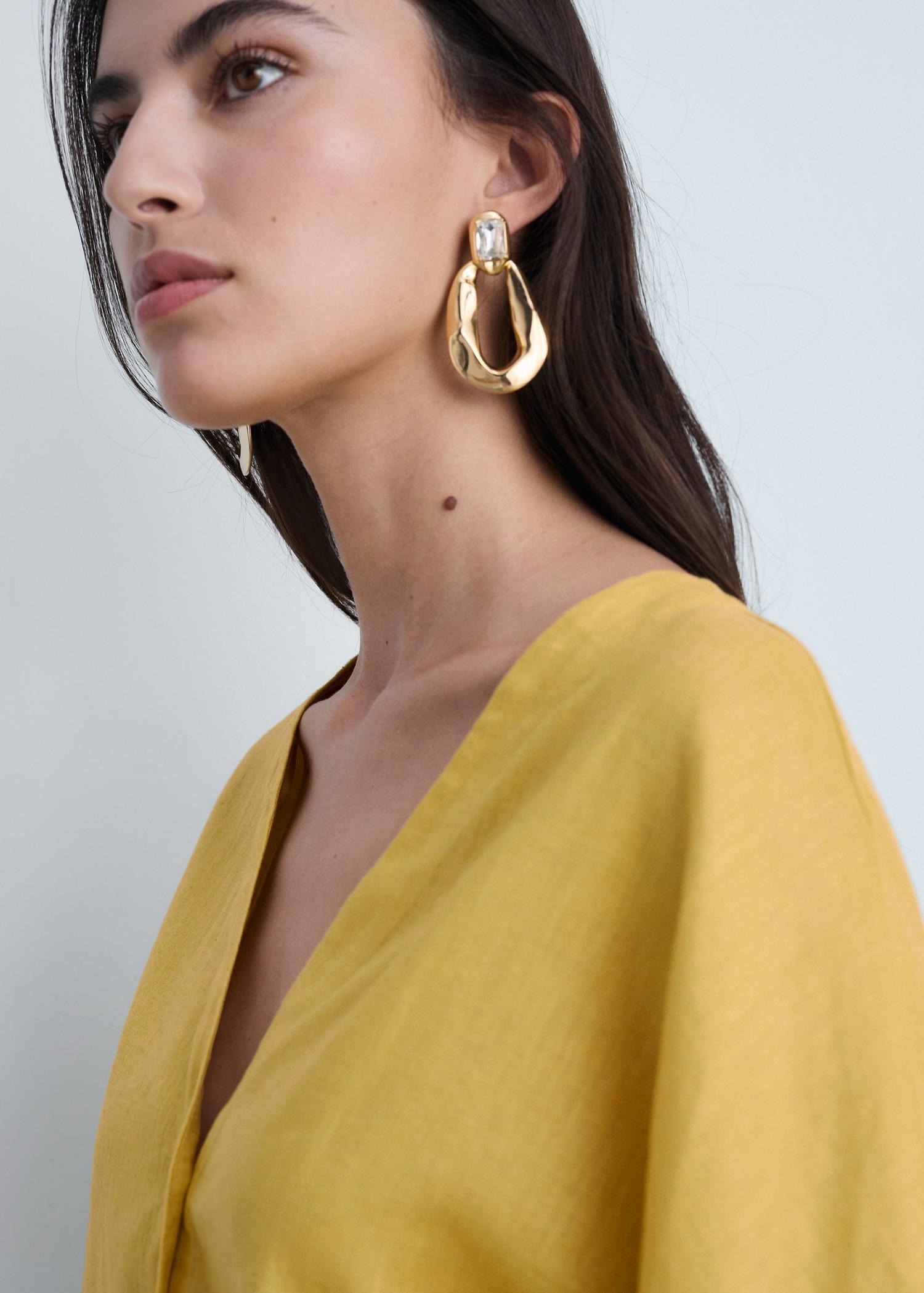 Oversize linen-blend dress - Women | MANGO USA Product Image