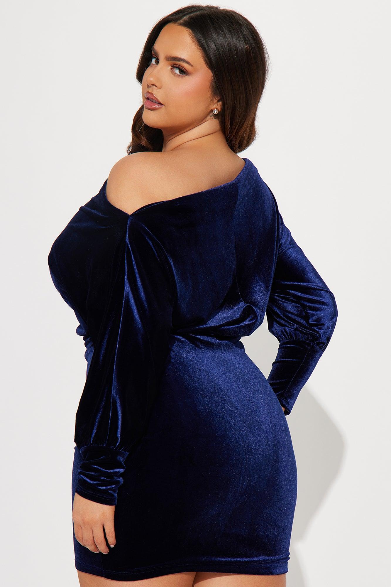 Dolores Velvet Mini Dress - Navy Product Image