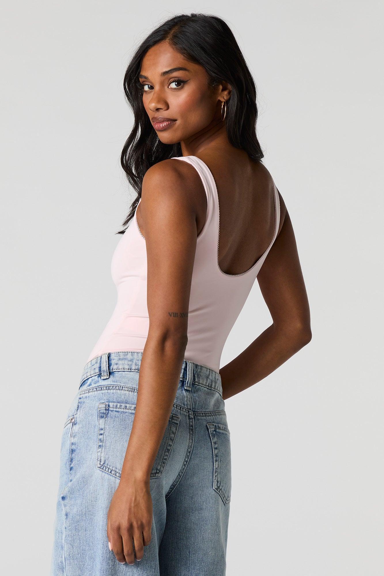 Contour Lace Rosette Trim Scoop Neck Bodysuit Female Product Image