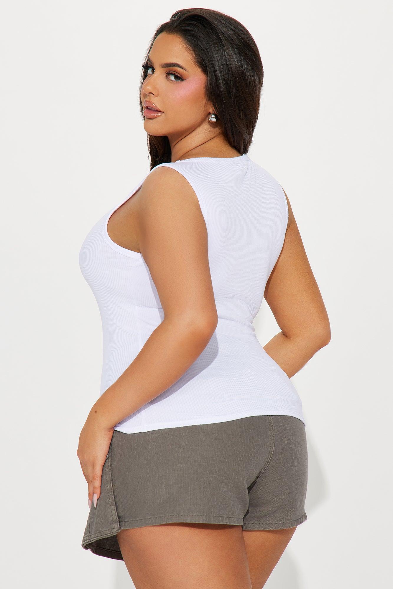 Sasha Scoop Neck Tank Top - White Product Image