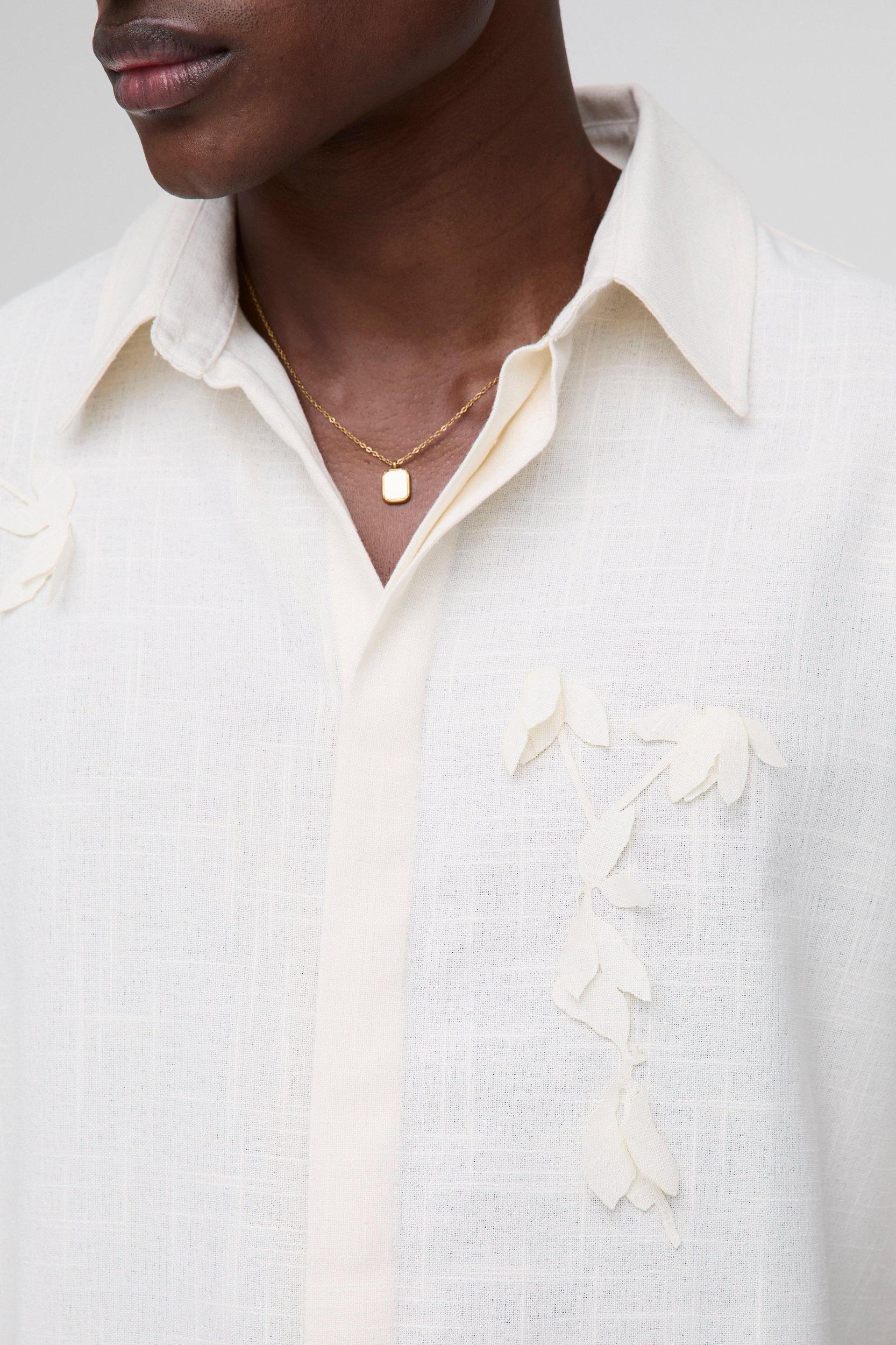 Oversized Half Sleeve Linen Blend Shirt | boohooMAN USA Product Image