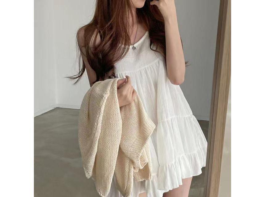 Spaghetti Strap Tiered Oversized Mini Dress Product Image