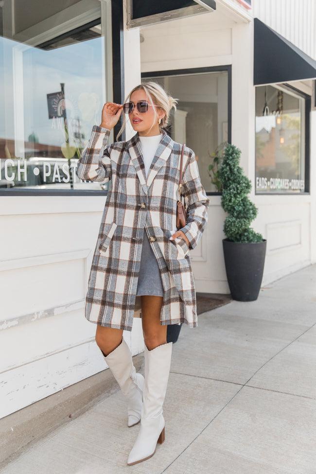 Get On Board Grey Plaid Coat FINAL SALE Product Image