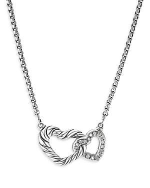 David Yurman Sterling Silver Cable Collectibles Diamond Heart Pendant Necklace, 15-17 Product Image