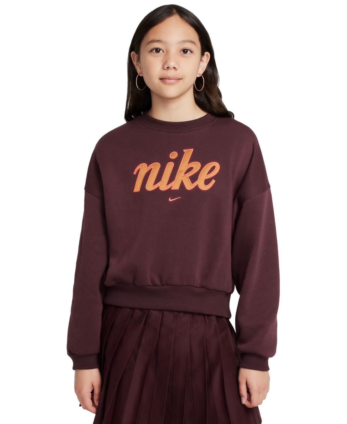 Nike Kids' Sportswear Graphic Sweatshirt in Light Bone/Volt at Nordstrom, Size Xs Product Image