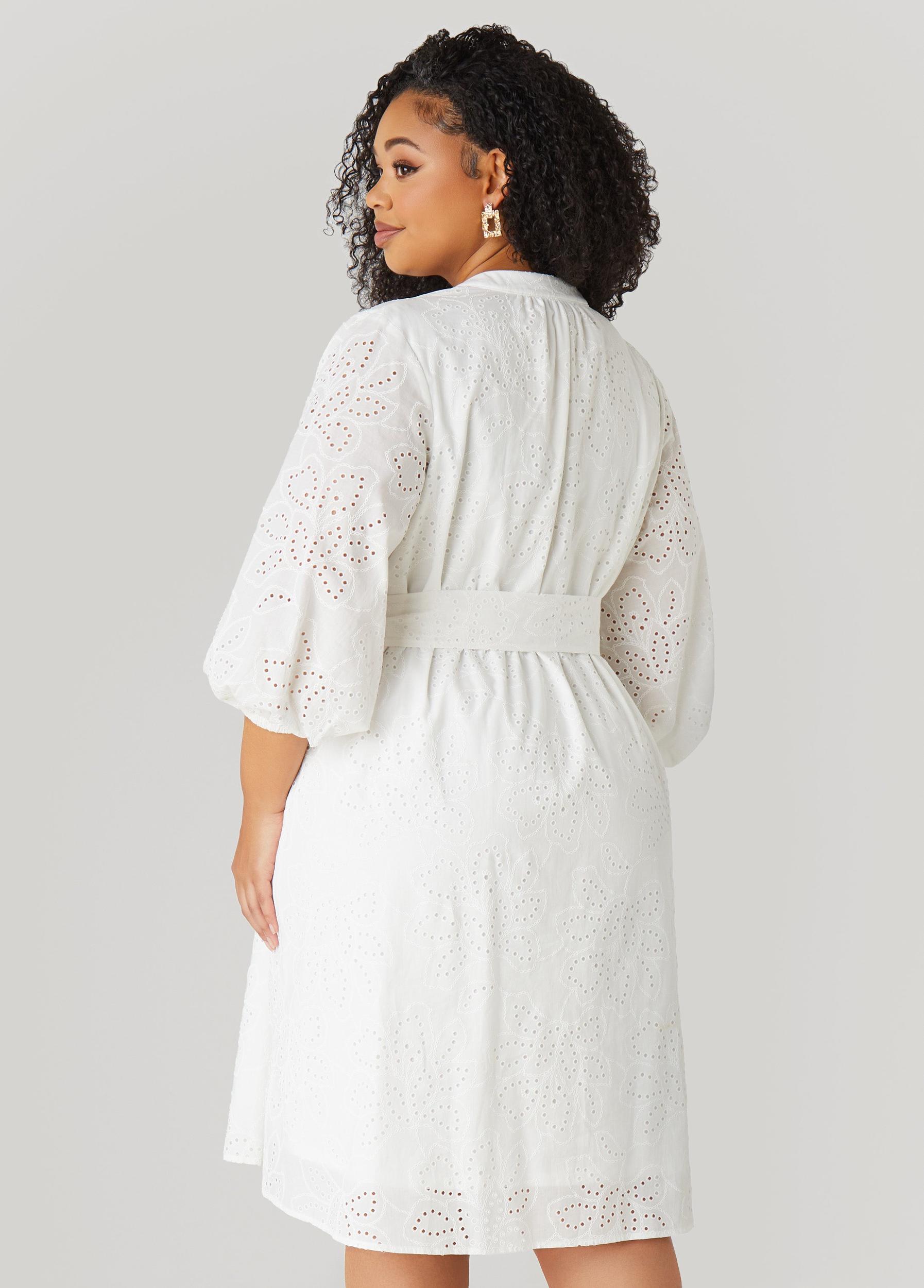 Eyelet Cotton Puff Sleeved Dress Product Image