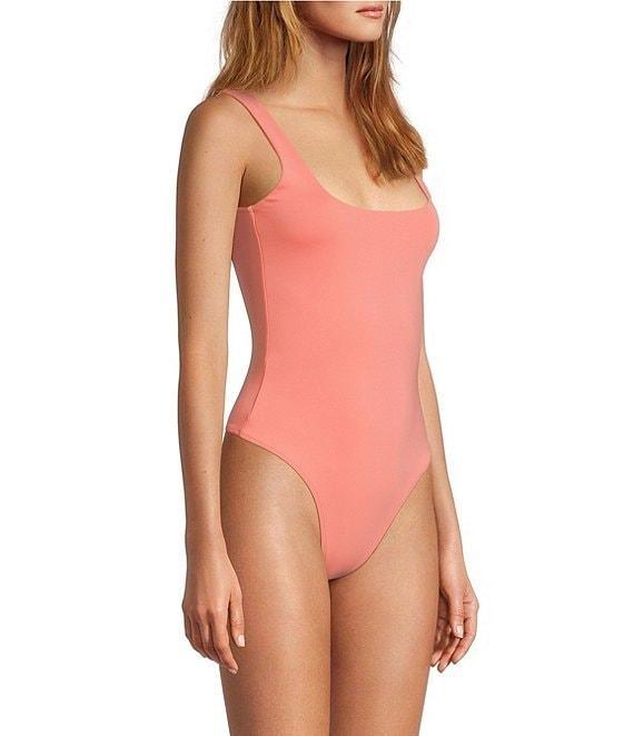 Good American Scuba Knit Modern Square Neck Sleeveless Wide Strap Tank Bodysuit Product Image
