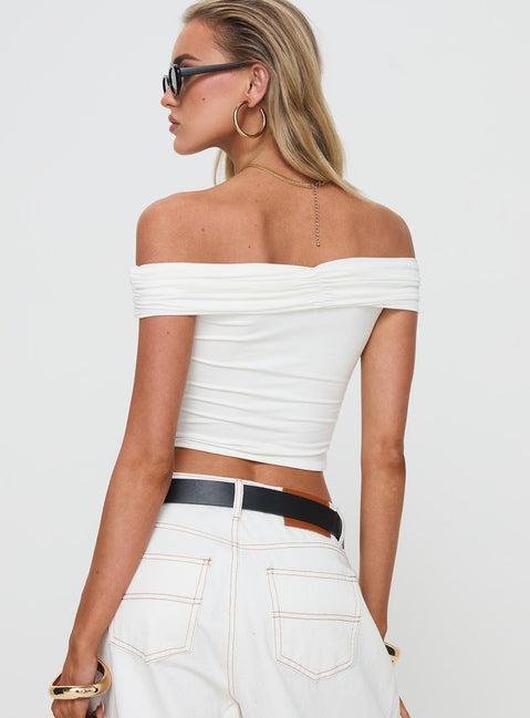 Channel Off The Shoulder Top White Product Image
