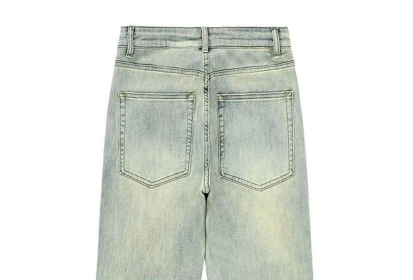 High Rise Washed Straight Leg Jeans Product Image