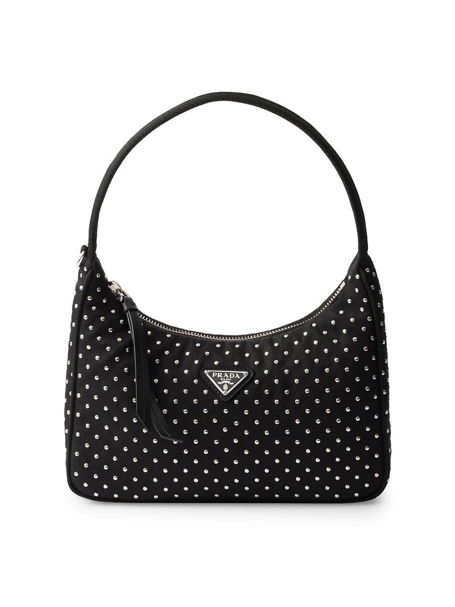 Womens Re-Edition Re-Nylon Mini Hobo Bag with Studs Product Image