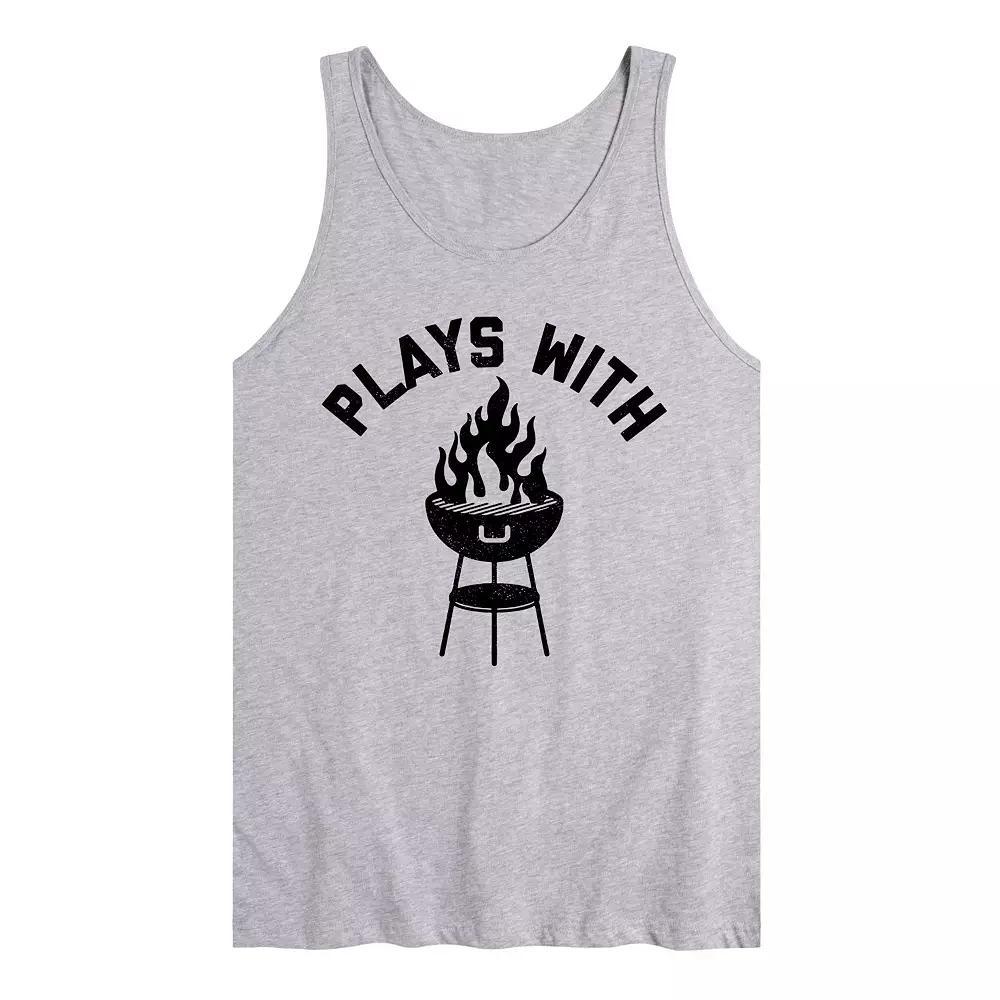 Mens Plays With BBQ Fire Tank Top Product Image
