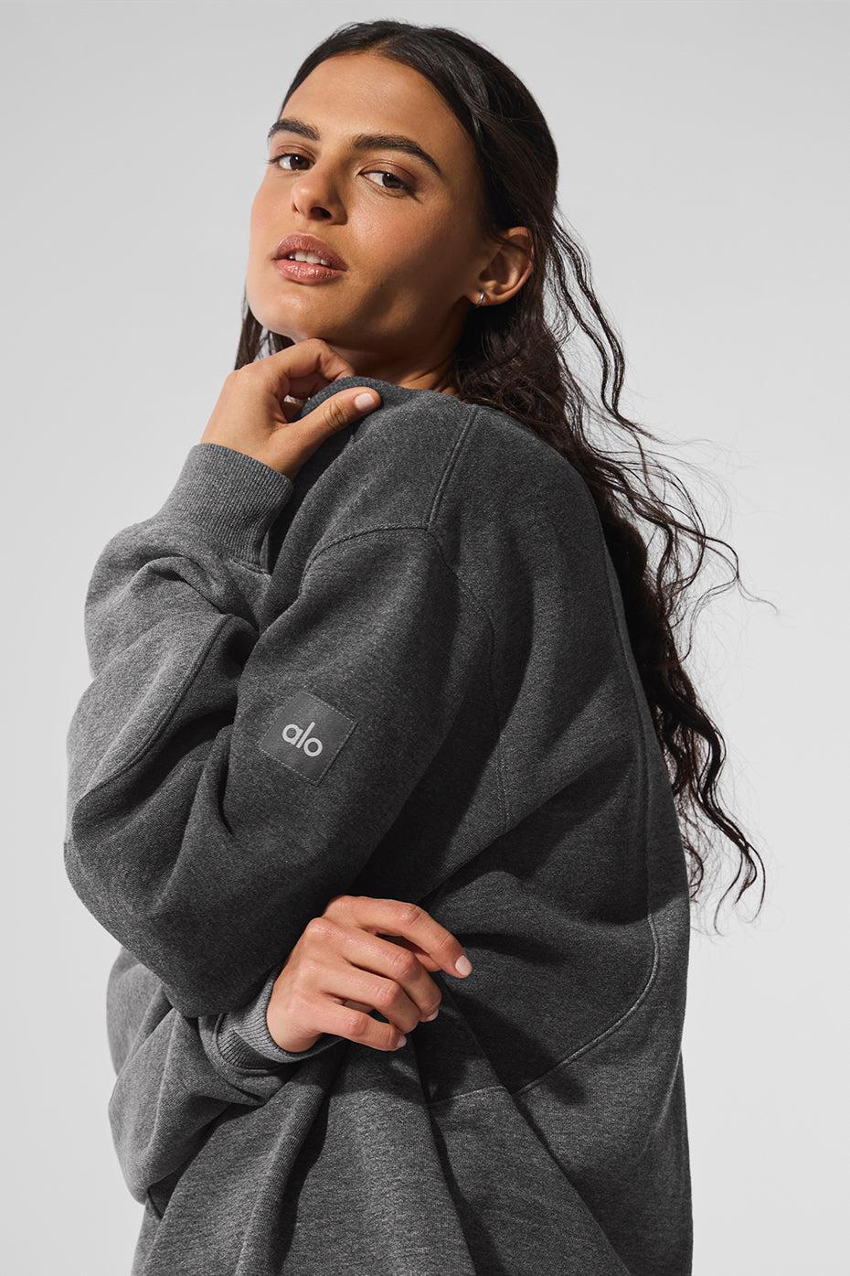 Make Waves Crew Neck Pullover - Dark Heather Grey Tonal Product Image