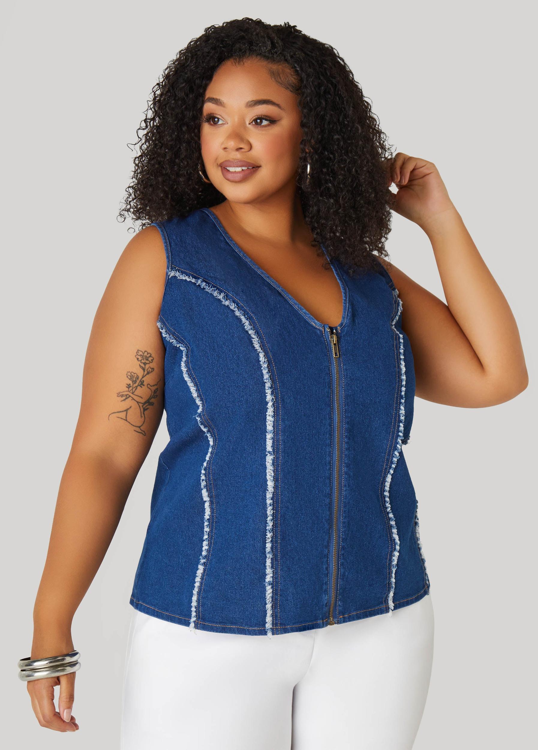 Frayed Denim Top Product Image