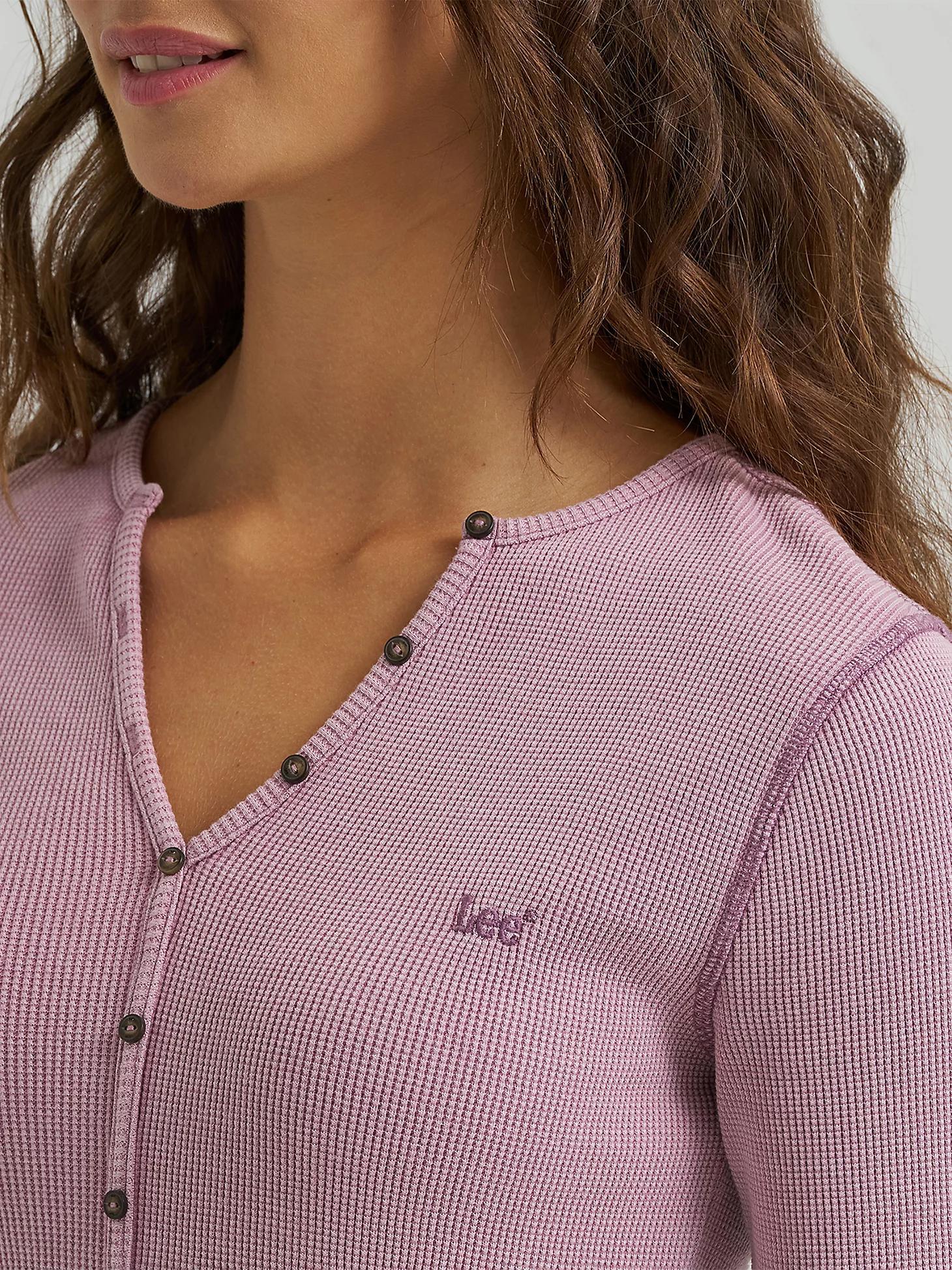 Women's Waffle Knit Henley Button Down Top | Women's Tops & Tees | Lee® Product Image