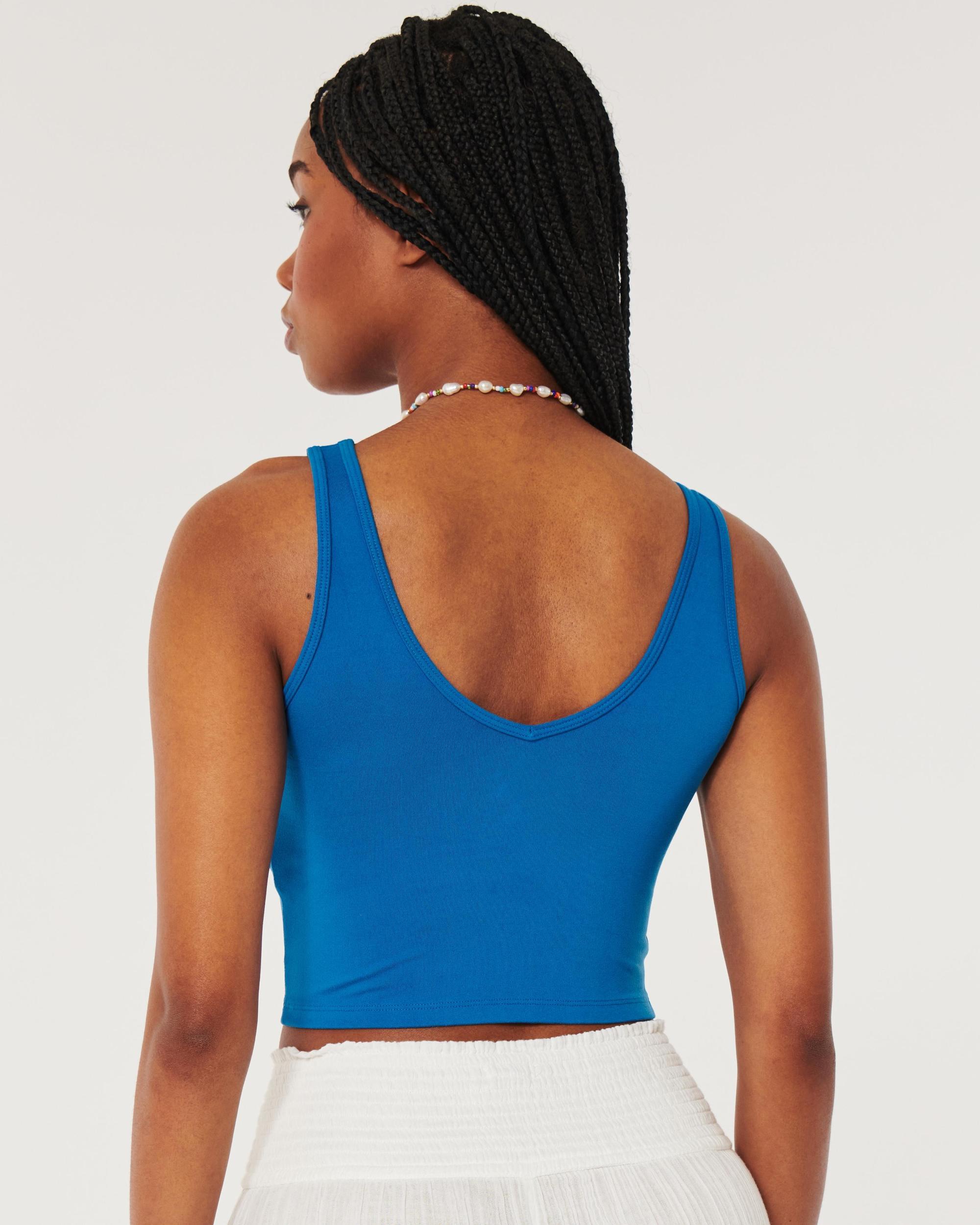 Soft Stretch Seamless Fabric Crop V-Neck Tank Product Image