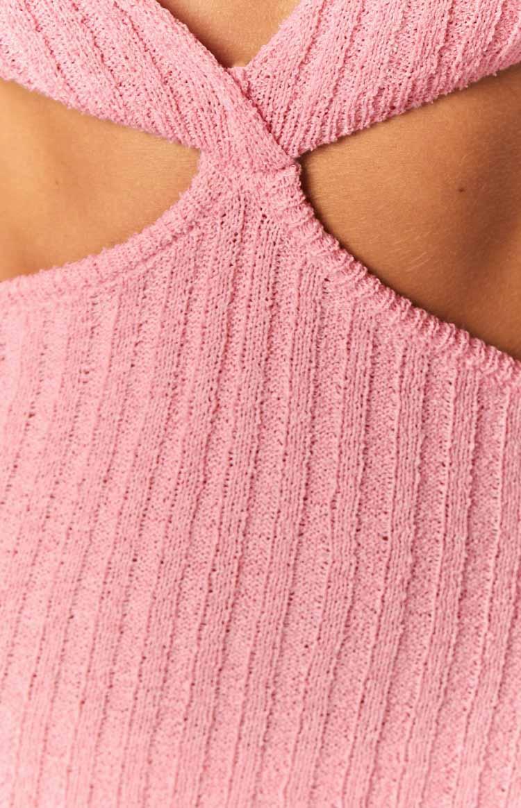Hallie Pink Knit Cut Out Midi Dress Product Image