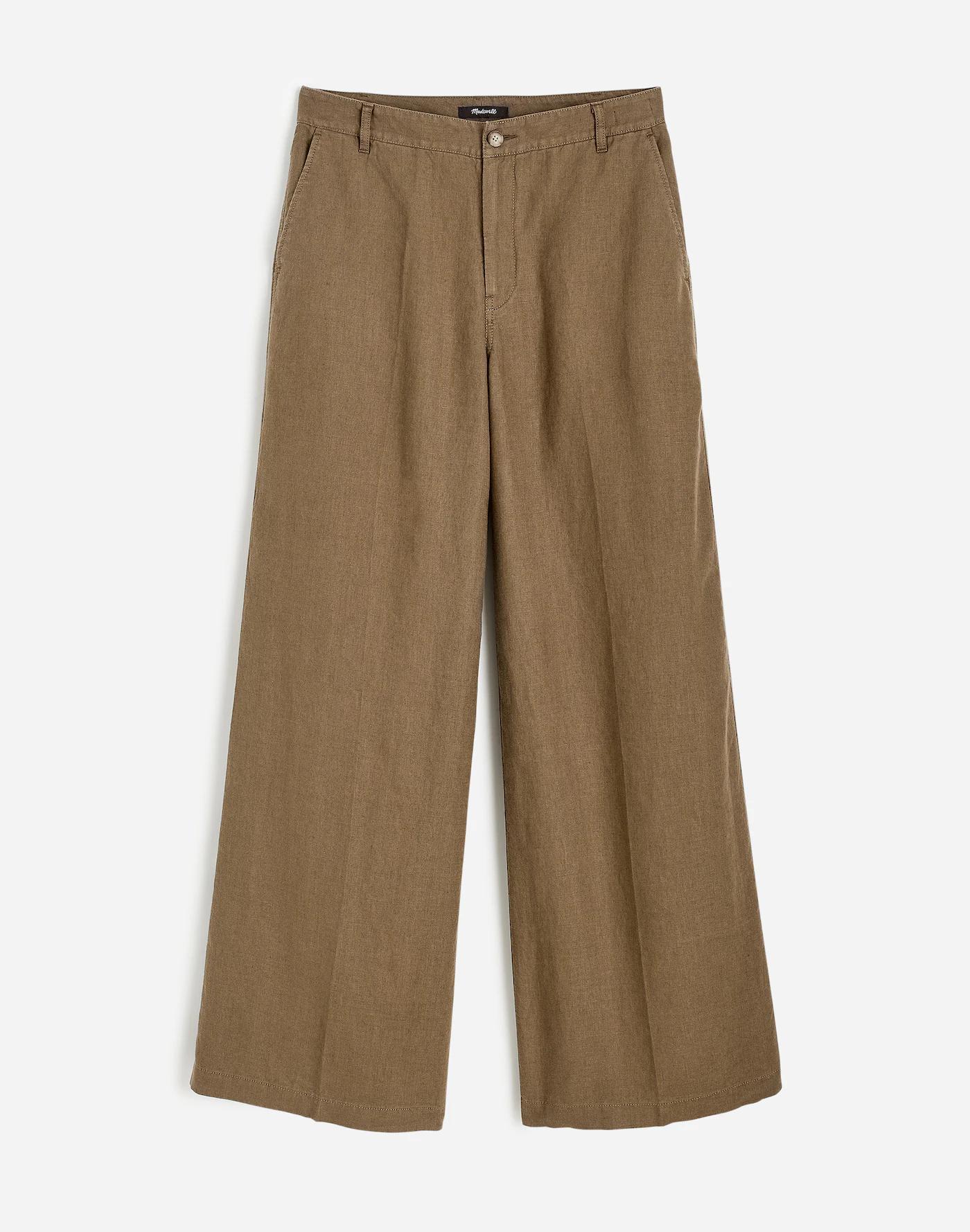 The Zoe Relaxed Wide Pant in 100% Linen Product Image