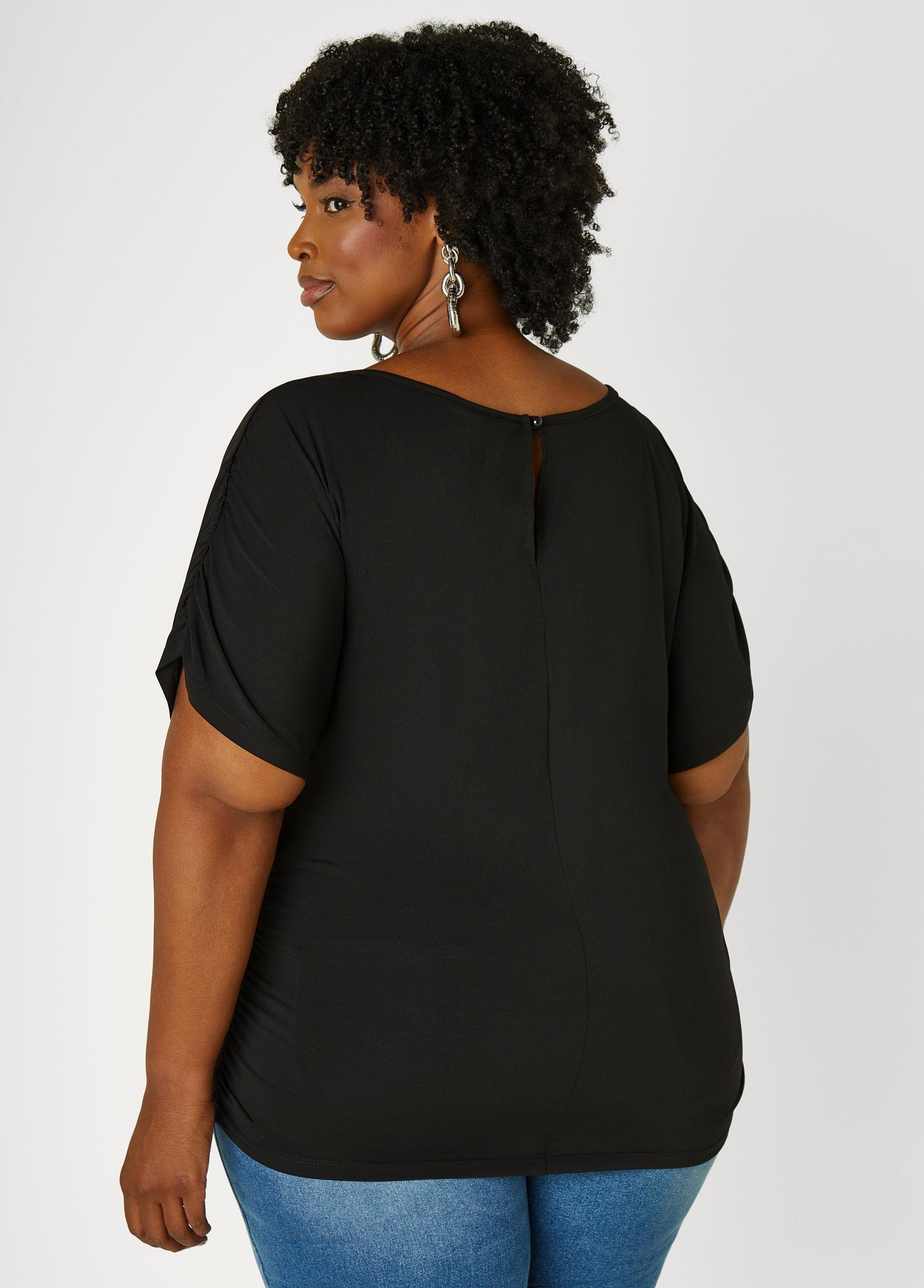 Ruched Stretch Knit Top Product Image