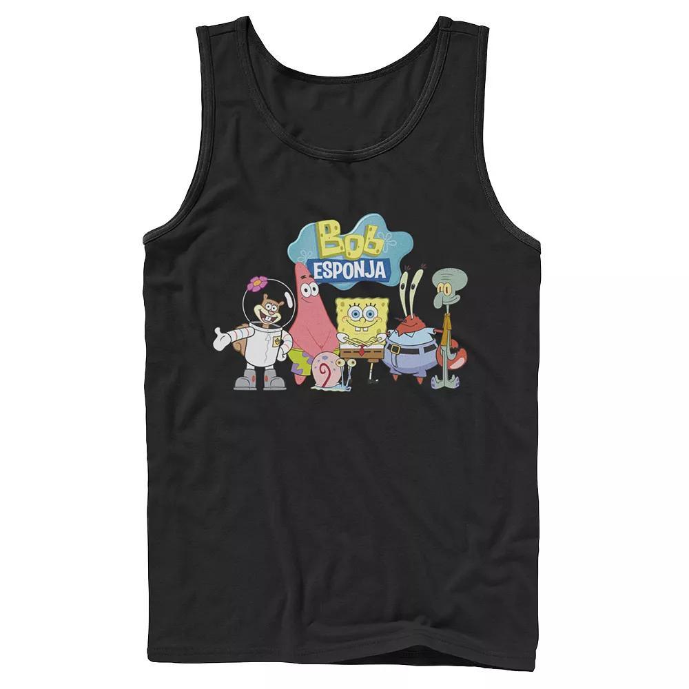 Men's Nickelodeon SpongeBob SquarePants Bob Esponja Happy Group Shot Graphic Tank Top, Size: Large, Black Product Image