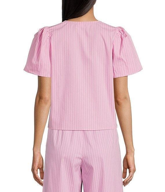 GB Woven Tie-Front Coordinating Stripe Top Product Image