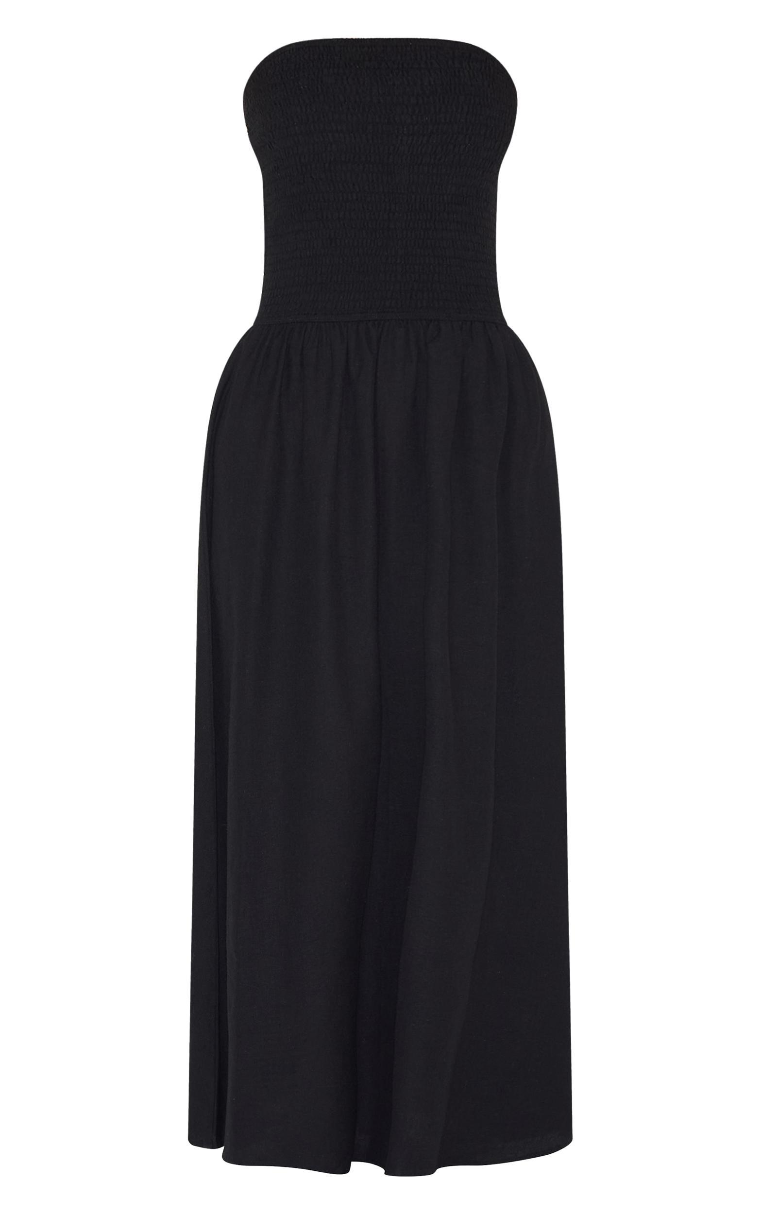 Black Bandeau Shirred Detail Maxi Dress Product Image