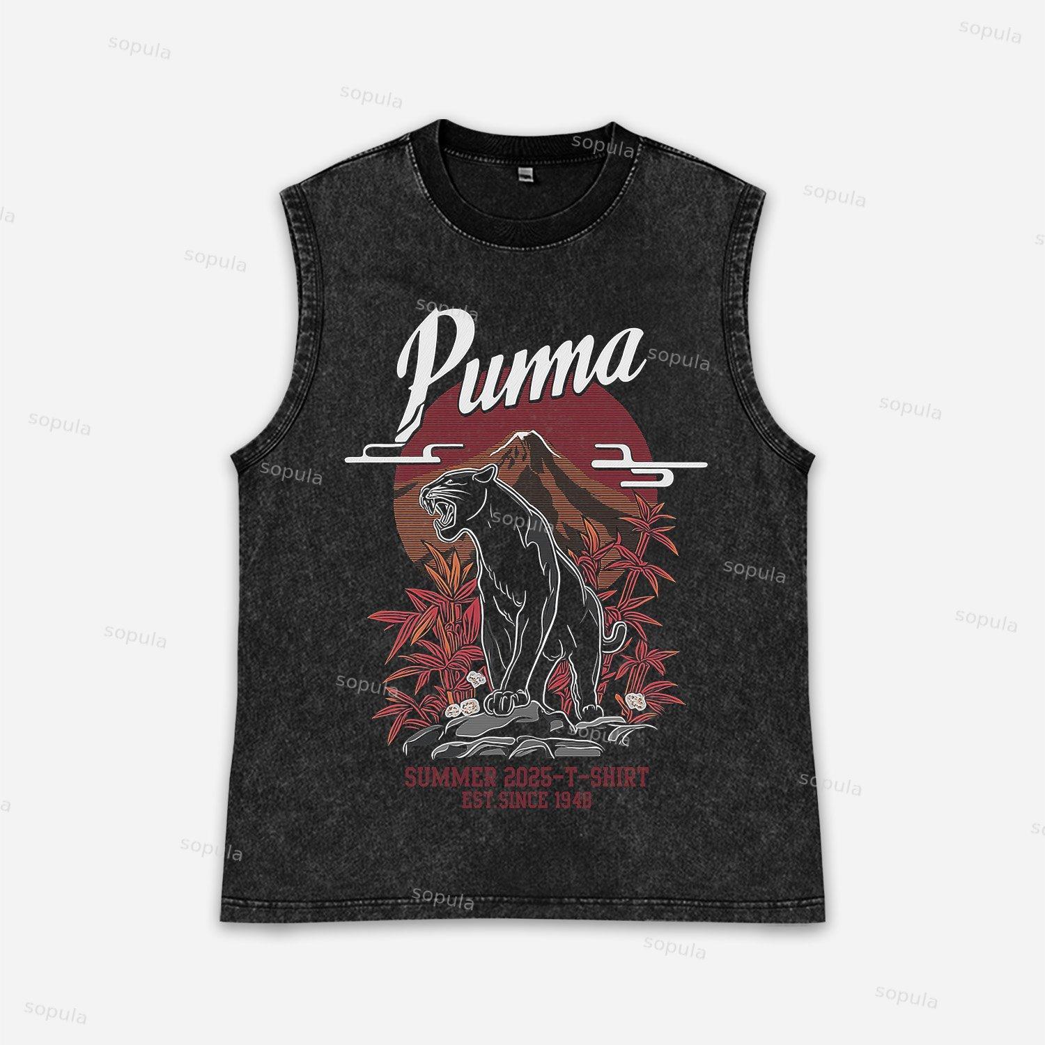 Mount Fuji Black Panther Acid Washed Tank Top Product Image
