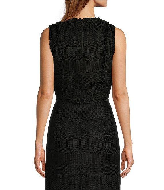 Antonio Melani Milly Tweed Frayed Edge Round Neck Coordinating Cropped Vest Product Image